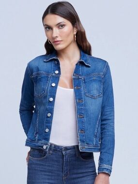L'Agence Women's Denim Jacket Fitted Jean Jacket Size Medium